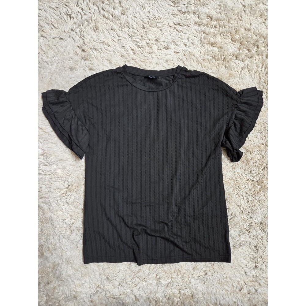 Dokotoo Women's Blouse Tiered Ruffle Cap Sleeve Black Size S Dark Romantic